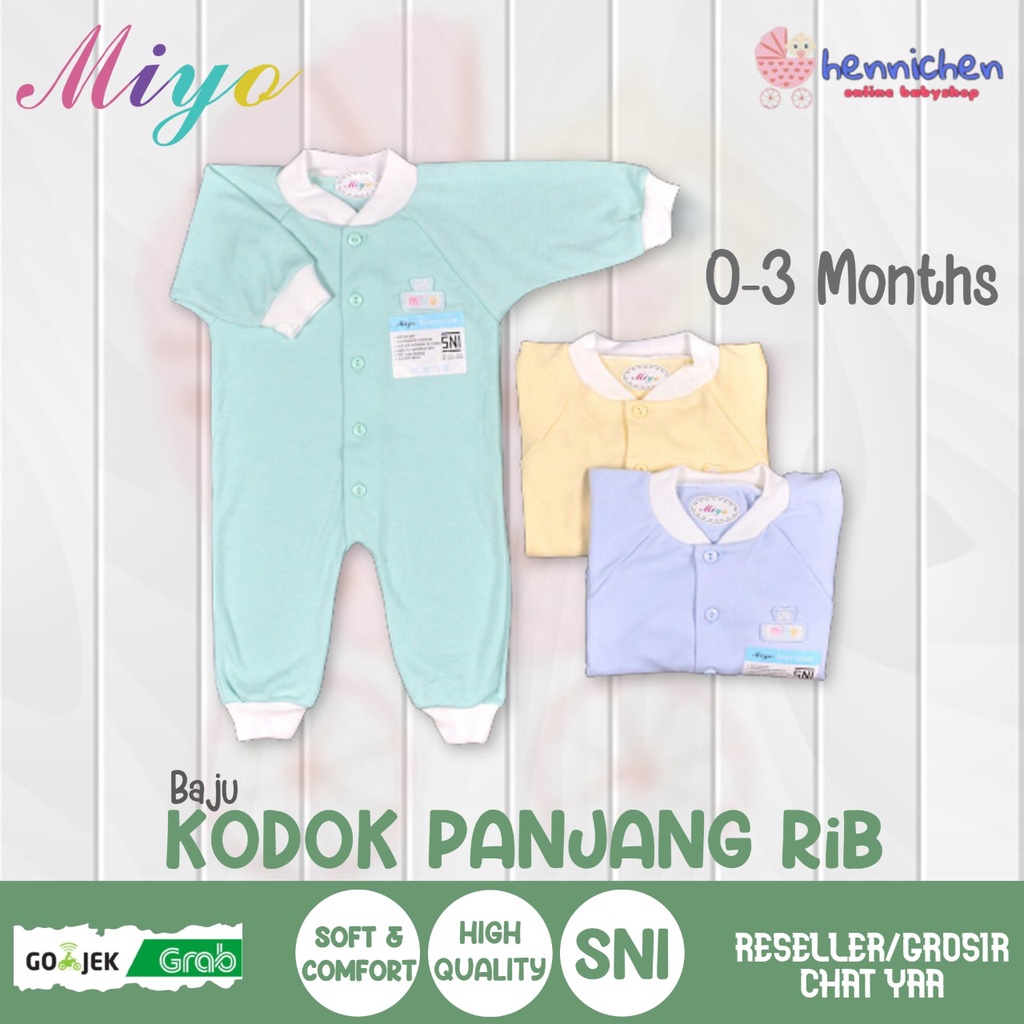 MIYO by libby Baju Kodok Panjang Rib Buka Kaki Bayi/Baby Warna New Born (0-3M) SNI