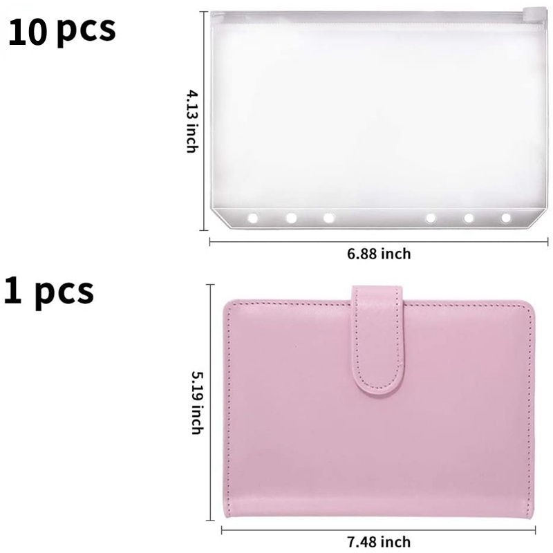 A6 Binder Set Planner Notebook Binder Kantong Penyimpanan Arus Amplop Tagihan dengan 10 Pcs 6 Lubang Pengikat Ritsleting Folder Gratis Label