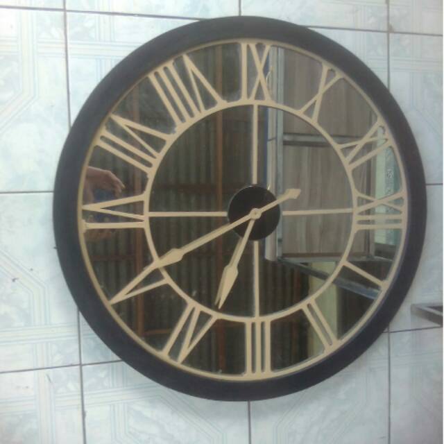 jam dinding jumbo cermin besar bulat