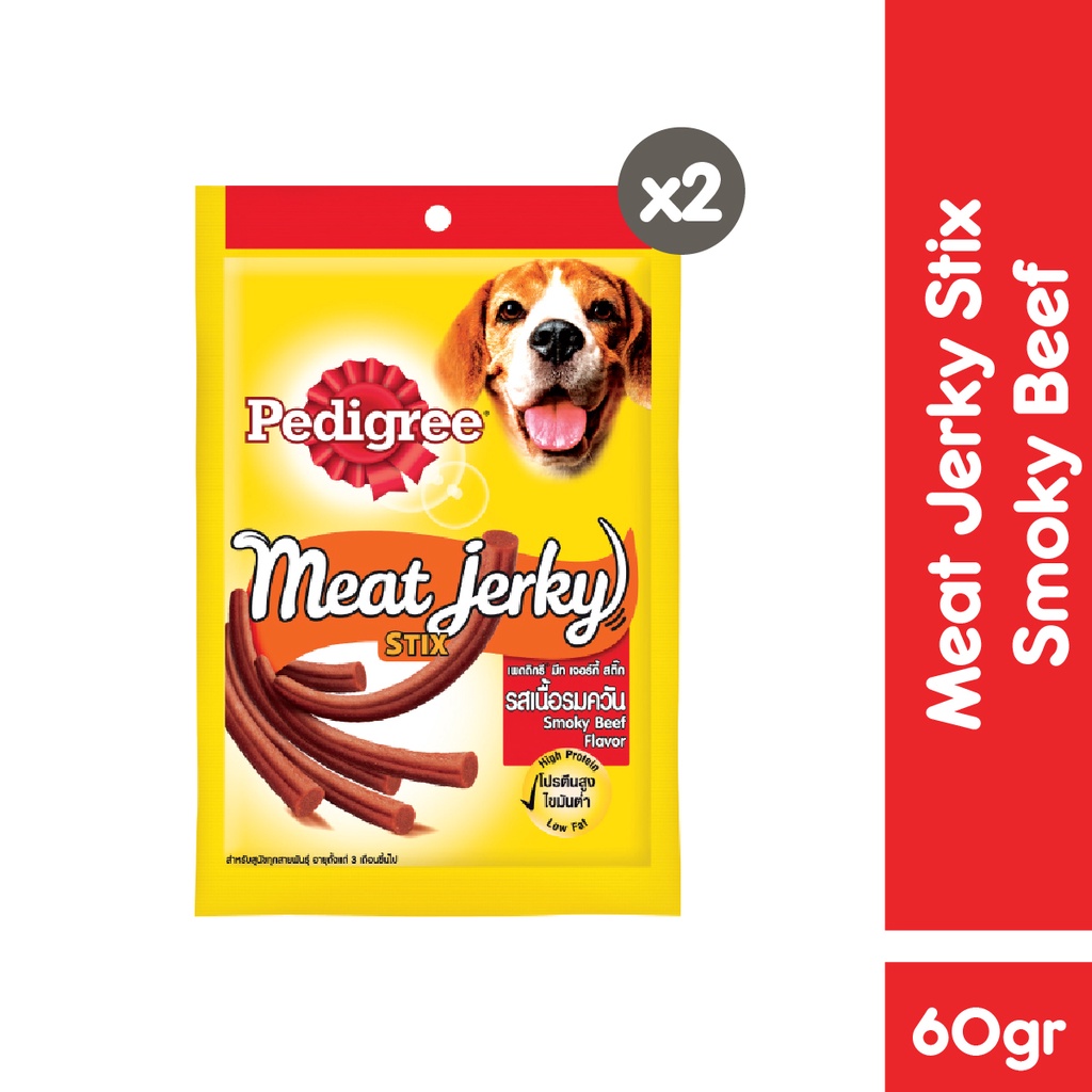 PEDIGREE® Meat Jerky Stix Snack Anjing 60 g - Isi 2-Smoky Beef