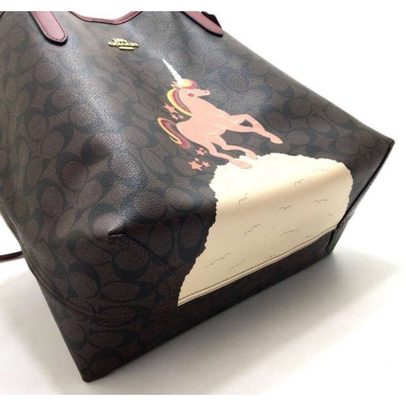 Coach City Tote In Signature Canvas With Unicorn (C1780)