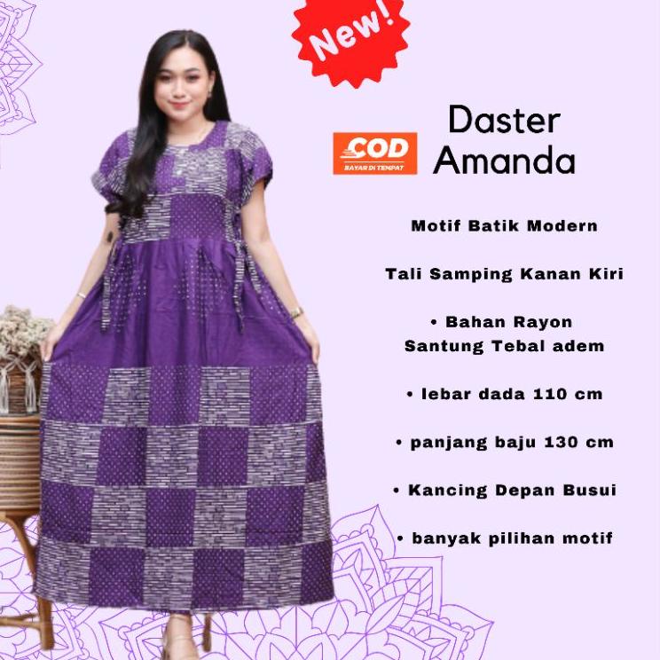 Daster Wanita Kekinian AndinLd 110 Tali Samping Kanan Kiri Seremonia Kancing Depan Busui Rayon Tebal