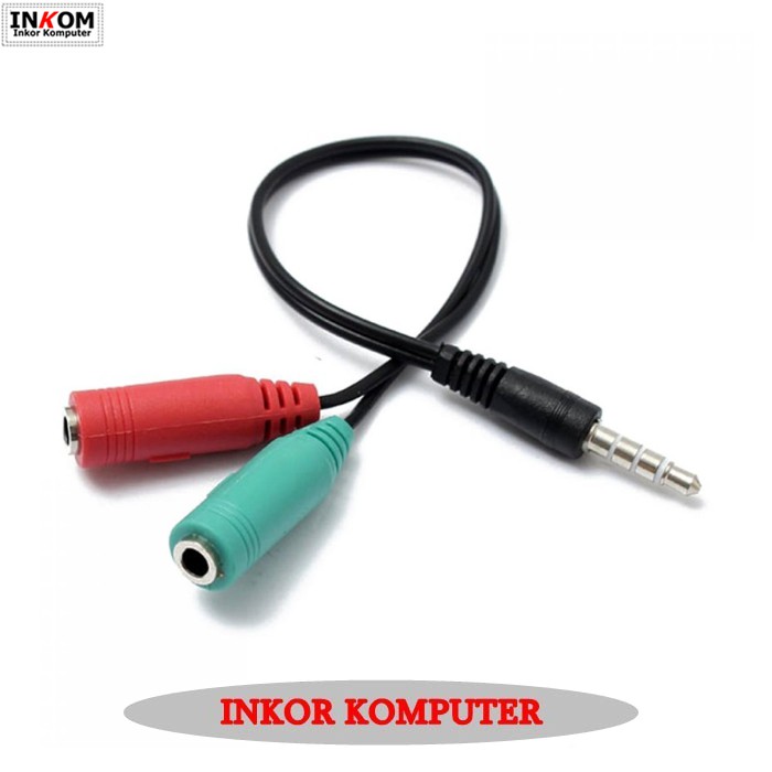 Splitter Audio Kabel 3.5mm Male to 3.5mm Microphone and Headphone