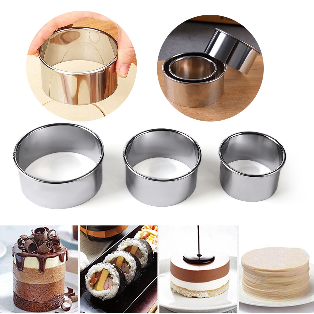 5pcs / Set Cetakan Kue Mousse / Cupcake Bentuk Bulat Mini Bahan Stainless Steel DIY