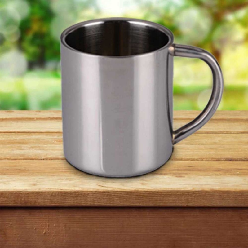 Gelas Stainless Cangkir Mug Tebal Kopi Teh Minuman 320ml Handle