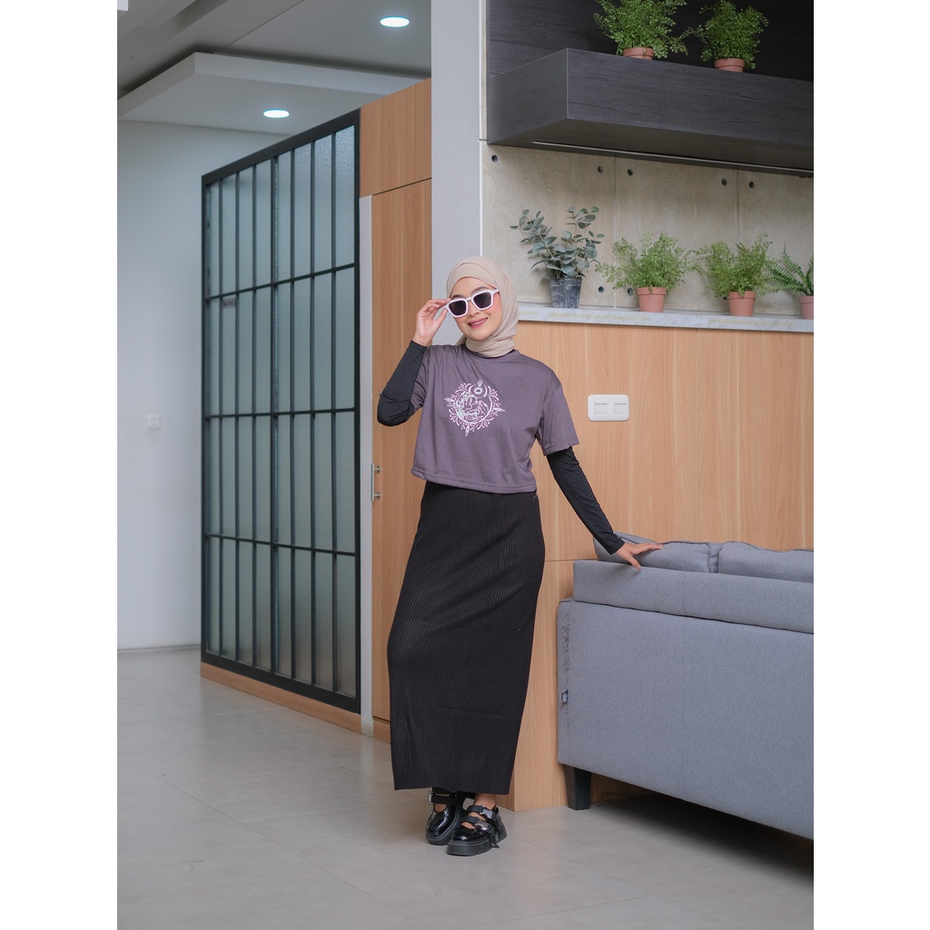 ZAHRA - CROP TOP Baju Atasan Wanita Terbaru Kaos Crop COTTON MOUNTVIEW