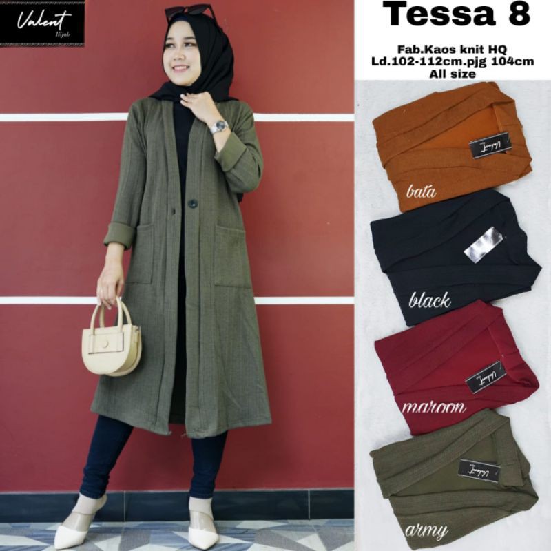 Cardigan Rajut Import Premium Tessa Cardy #8 by Valent Hijab Fashion Solo BAHAN TEBAL NYAMAN-1