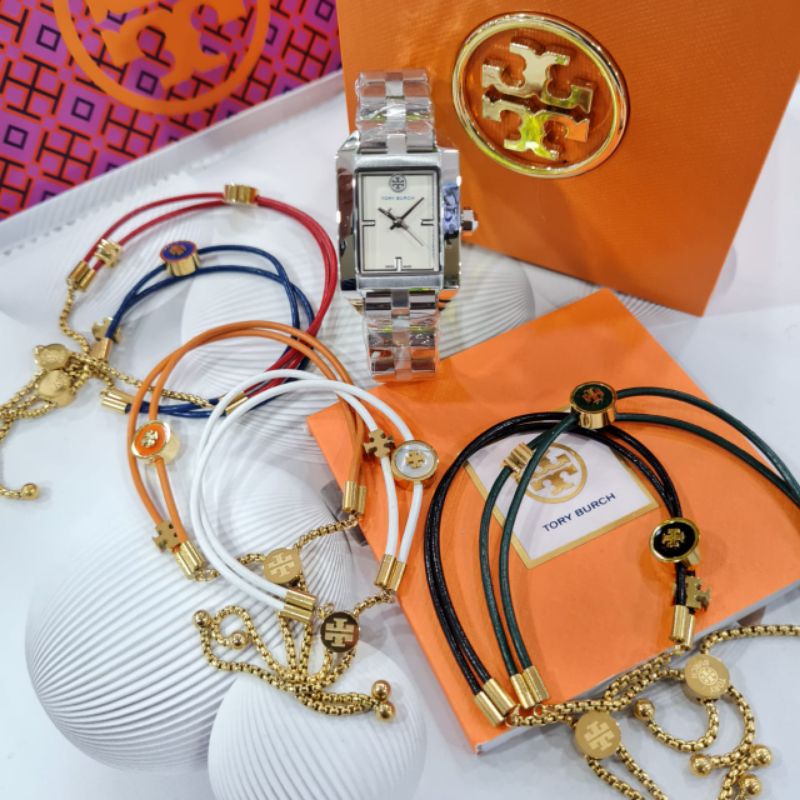 JAM TANGAN PRIA WANITA | RANTAI | KULIT | KARET | MURAH | TORY BURCH - 1101 FREE GELANG ALL STEEL CO