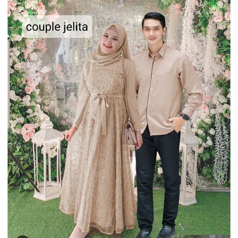 BJ - COUPLE JELITA KEMEJA PANJANG / UKURAN GAMIS ALLSIZE LD 100CM KEMEJA L , XL / GAMIS Bahan Moscrepe Kombi Tile / KEMEJA PRIA LENGAN PANJANG / GAMIS COUPLE KEMEJA / GAMIS KONDANGAN COUPLE KEMEJA LENGAN PANJANG / GAMIS PESTA