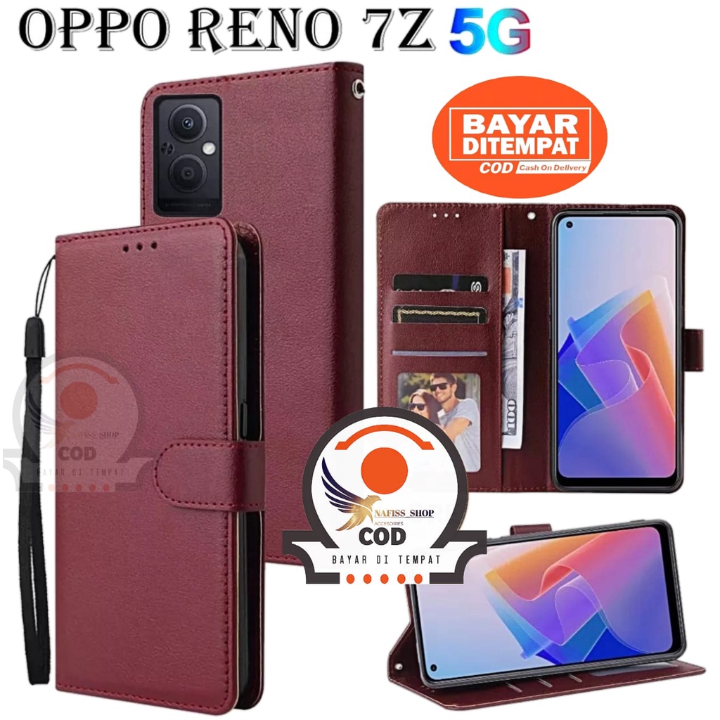 Case Flip Oppo Reno 7z 5G Dompet Hp untuk Oppo Reno 7z 5G Leather Flip Case standing flip Leather co