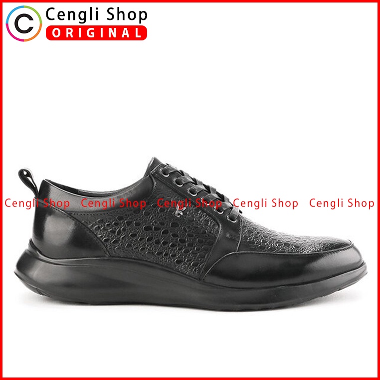 SEPATU SNEAKER PLAYBOY PRIA ORIGINAL CASUAL FORMAL BRANDED KULIT ASLI HITAM POLOS ALL FULL BLACK PL27