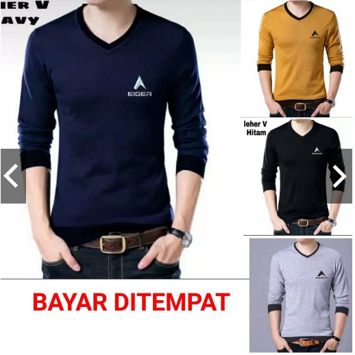 NEW BAJU  4 WARNA PRIA  LENGAN  PANJANG  BATISTA LOGO KAOS  T 