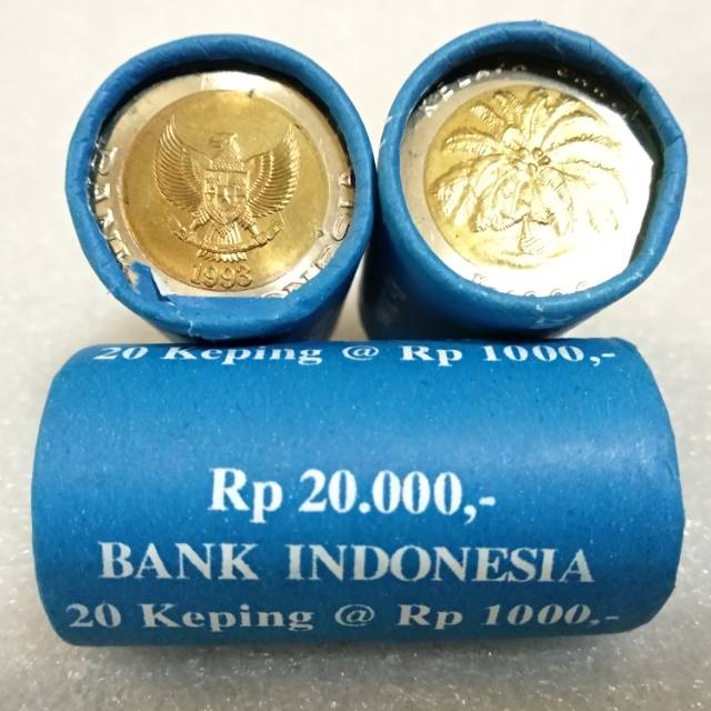 Uang koin 1000 rupiah kelapa sawit th 1993 roll asli BI