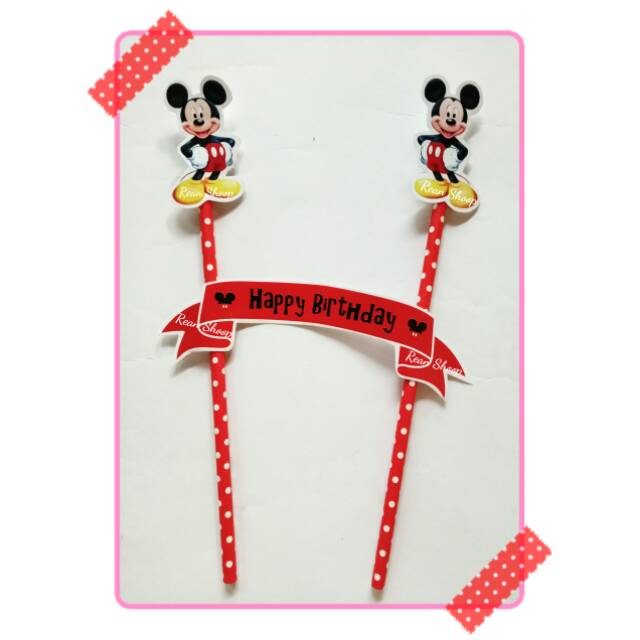 Topper toper hiasan tusukan kue ulang tahun cake happy birthday karakter miki mickey mouse