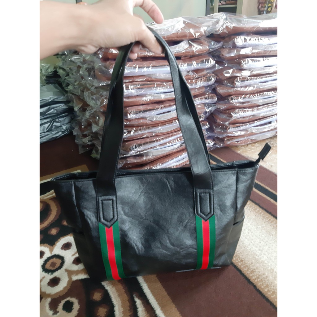 Tas Tote Wanita / Totebag Strip motif