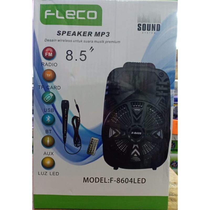SPEAKER KARAUKE BLUETOOTH 8,5" FREE MIC FLECO F-8604/f-8609