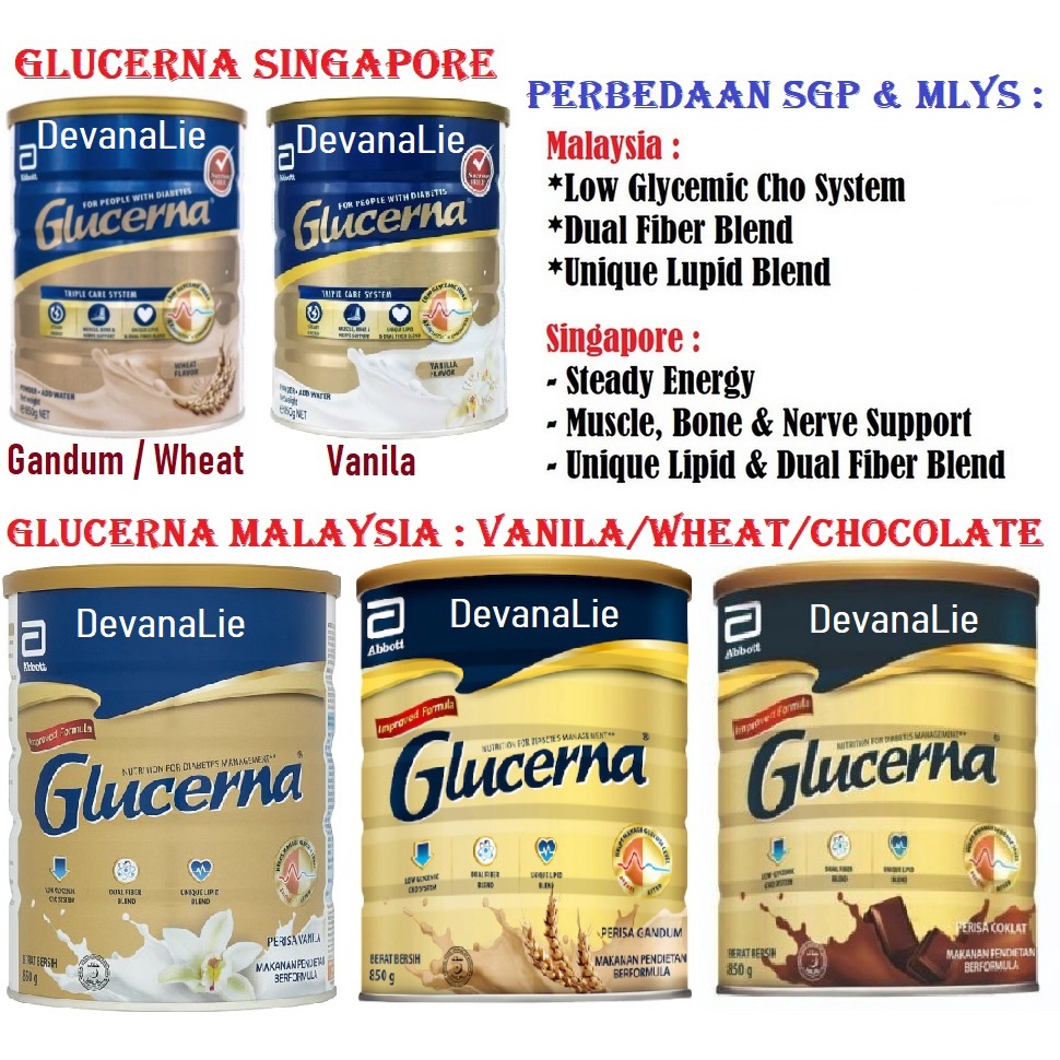 

SINGAPORE MALAYSIA Susu Abbott Glucerna Triple Care For Diabetic Diabetes 850gr Vanila Vanilla Gandum Wheat Chocolate