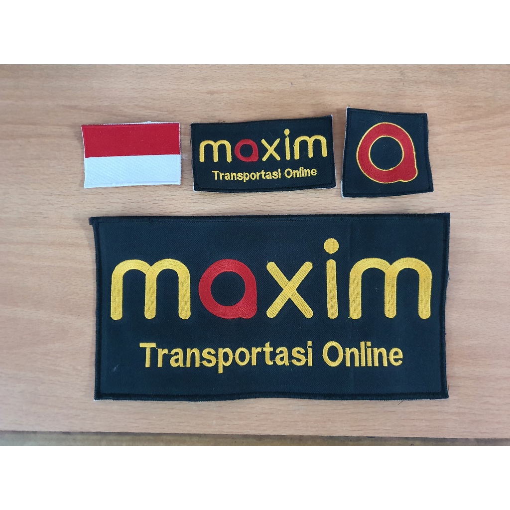 Emblem Logo Patch Bordir Ojol Maxim (dasar hitam)