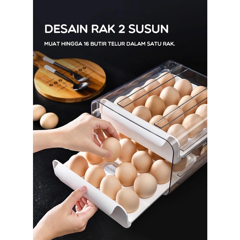 TEMPAT PENYIMPANAN TELUR / EGG BOX 2 SUSUN KOTAK PLASTIK - SAMONO SSB32