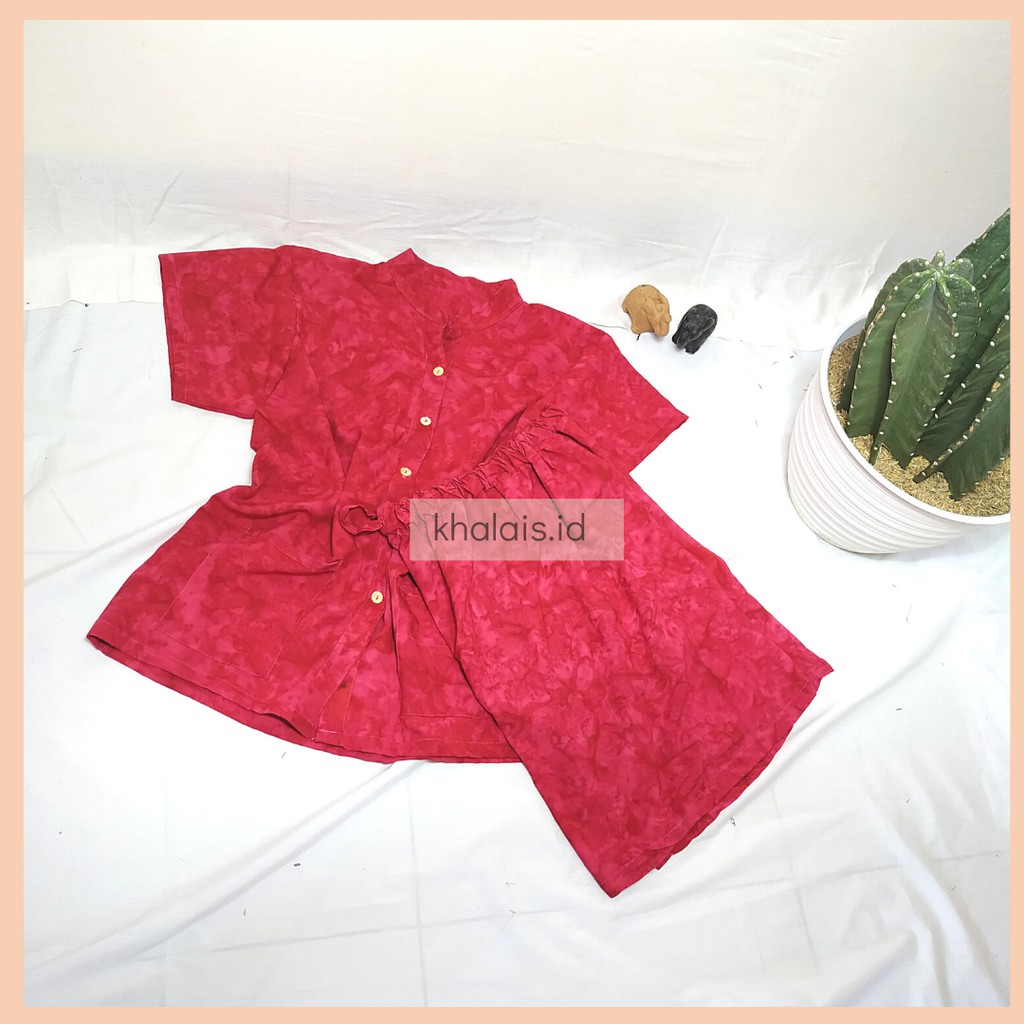 Laura Set Magenta - Piyama Pendek Tie Dye - Rayon Premium