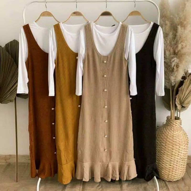 GAMIS OVERALL OUTER set RAJUT IMPOR PLUS INNER