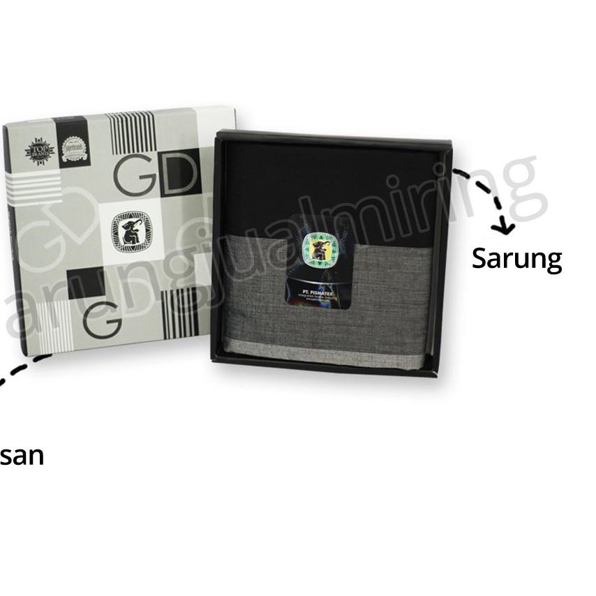 ➻ Sarung Gajah Duduk Black & White - Hitam Putih Kain Tenun Motif Dewasa Pria Laki Cap Sholat Solat