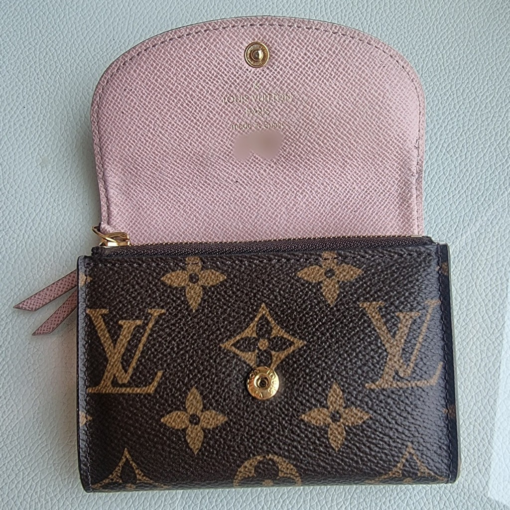 dompet kartu authentic LV LOUIS VUITTON small Rosalie monogram with hot stamping 16 cm x 8cm receipt