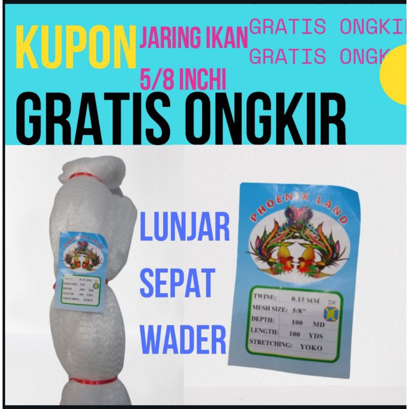 Jaring Ikan Senar 5/8 inchi untuk semua jenis ikan kecil/GRATIS ONGKIR SELURUH INDONESIA