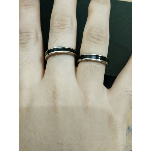 Cincin White Mix Titanium Pria Wanita