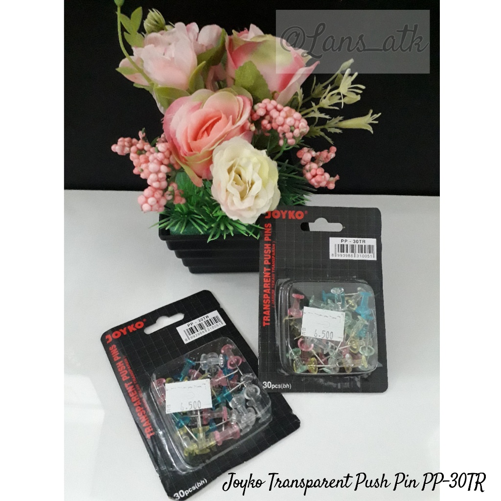 

PUSH PIN TRANSPARAN JOYKO PP-30TR / paku picik JARUM TEKAN TRANSPARAN (10051)