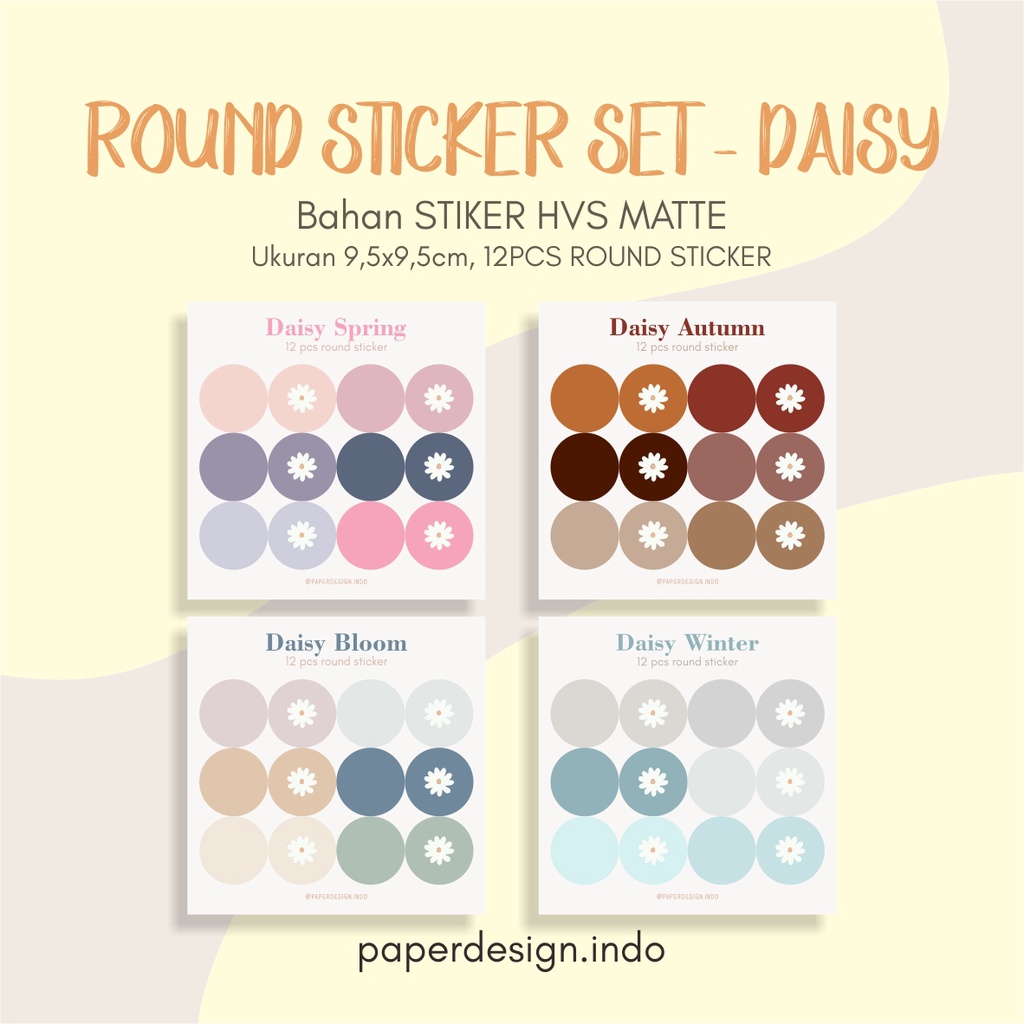 

DAISY ROUND STICKER SET MUSIM STIKER LUCU TEMPELAN SCRAPBOOK, CASE HP, DLL