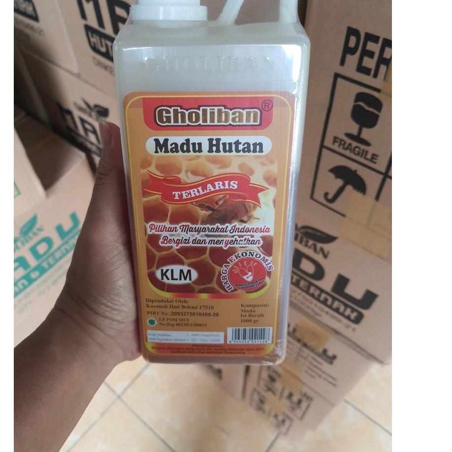 

[KODE 9HJYD] Madu KLM Gholiban Kalimantan 1 kg / 1kg Original Botol Timbul Tulisan Gholiban