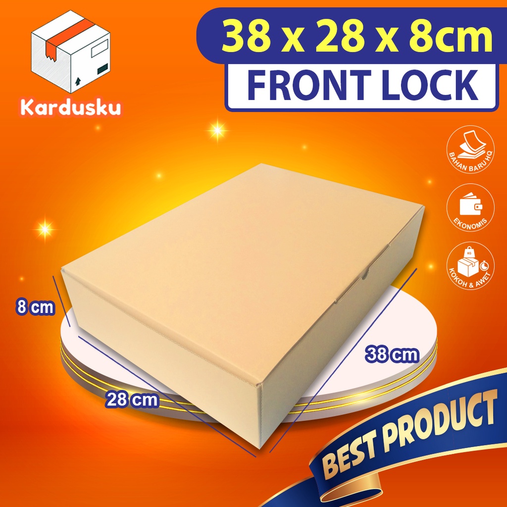 

Kardus Dus uk 38x28x8 cm (ECER) Die Cut Box Kotak Packing Aksesoris Baju Makanan Pizza Hijab Kue