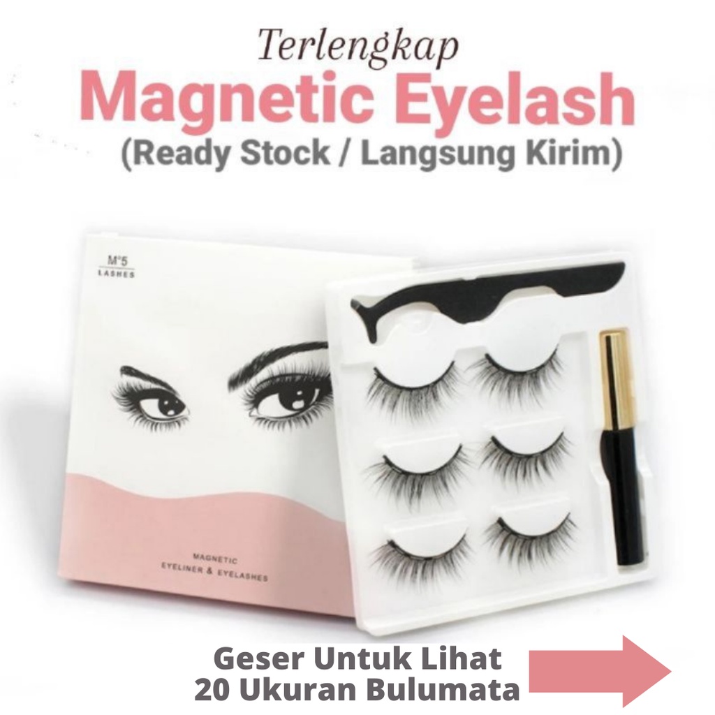 BULU MATA MAGNET 3 PASANG MAGNETIC EYELASH NATURAL 1 SET  EYELINER  3D EYELASHES BULUMATA MURAH