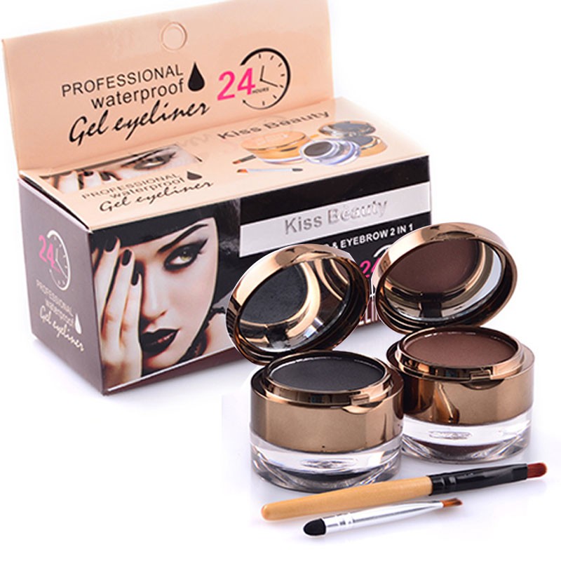 Kiss beauty 2 in 1 eyeliner gel eyebrow original kiss beuty ori watterprof