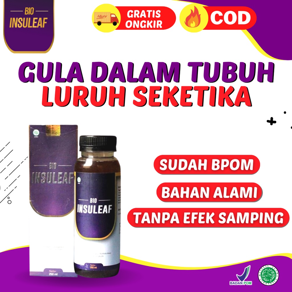 BIO INSULEAF ORIGINAL Herbal Alami Turunkan Gula Darah - Ringankan Gejala Kencing Manis Solusi Atasi Gula Darah Tinggi 250ml