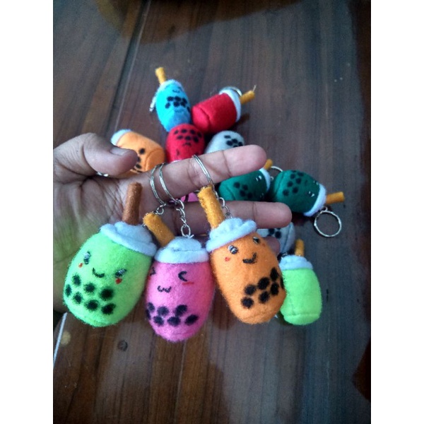 boneka boba mini gantungan kunci boba mini ganci boba flanel gemoy