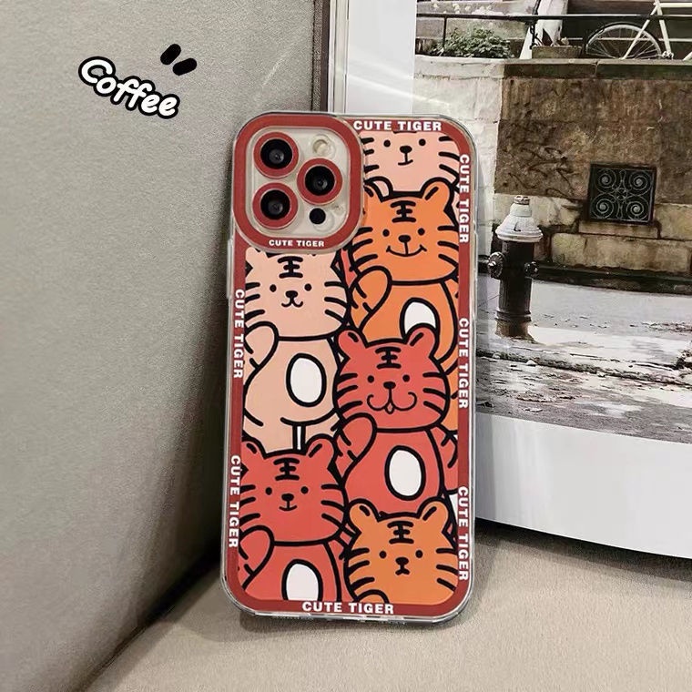 Soft Case TPU Motif Bunga Harimau Untuk Iphone 13 12 Mini 11 Pro X XR XS Max SE 2020 6 6S 7 8 Plus