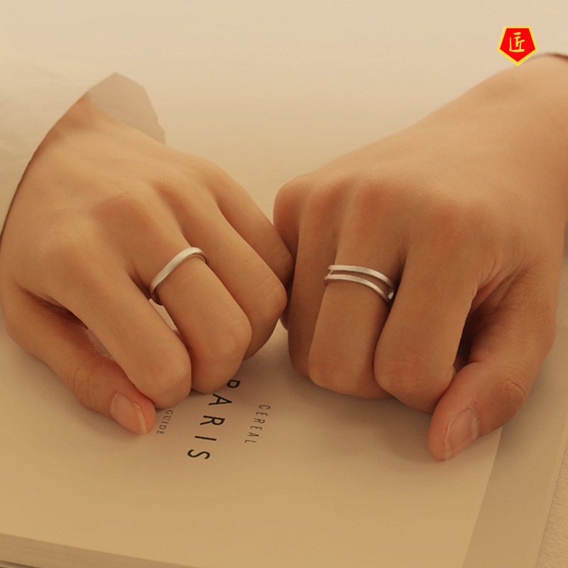 [Ready Stock]Special-Interest Design Couple Ring S925 Silver Simple