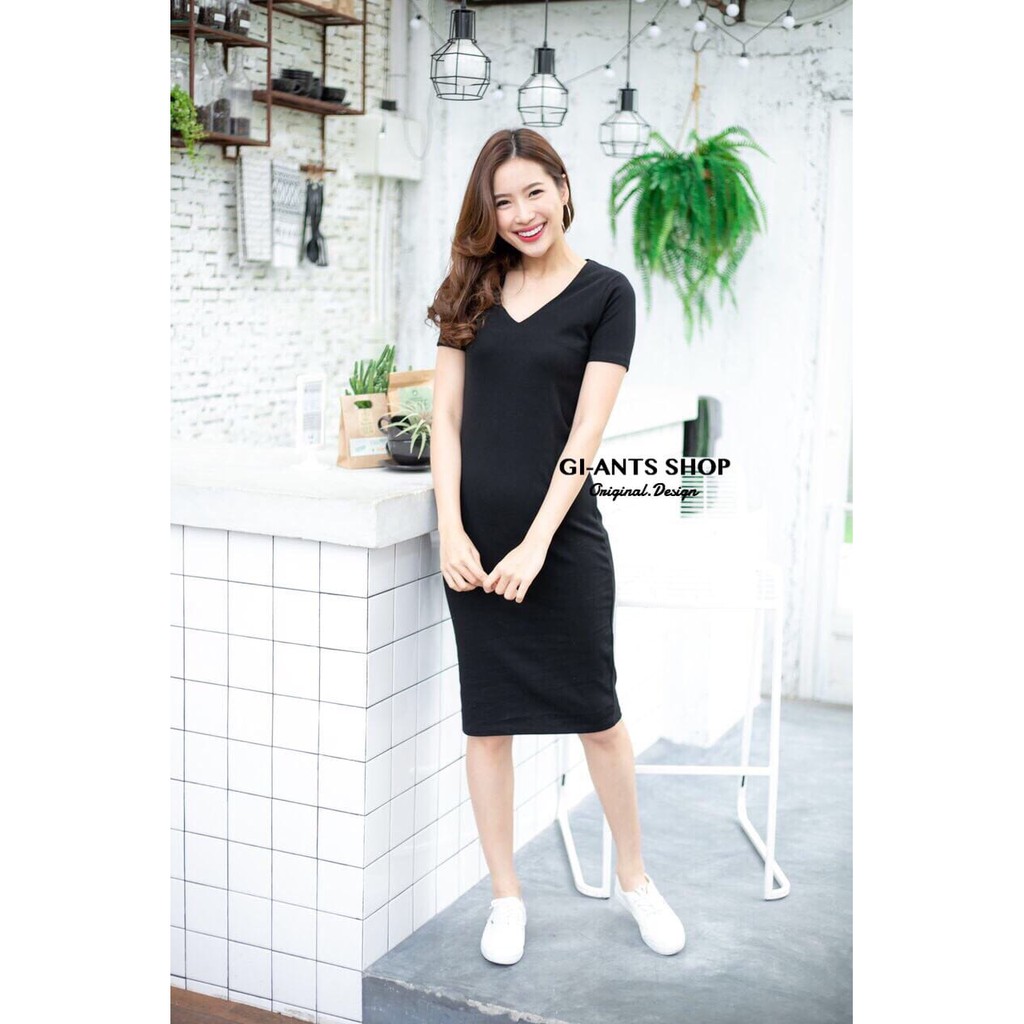 Dress Giantbasic Vneck / Dress Import Bangkok Termurah (DRGB41)