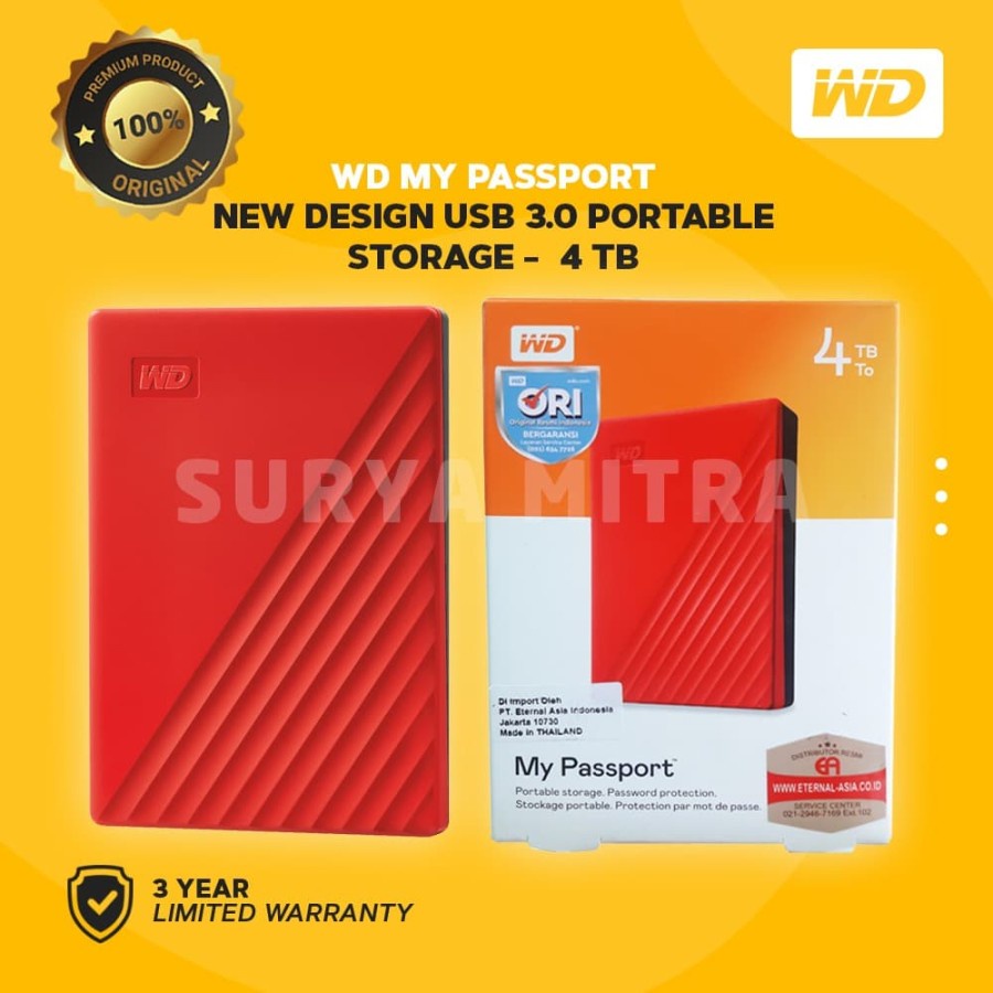 Hardisk Eksternal WD My Passport 4TB Slim