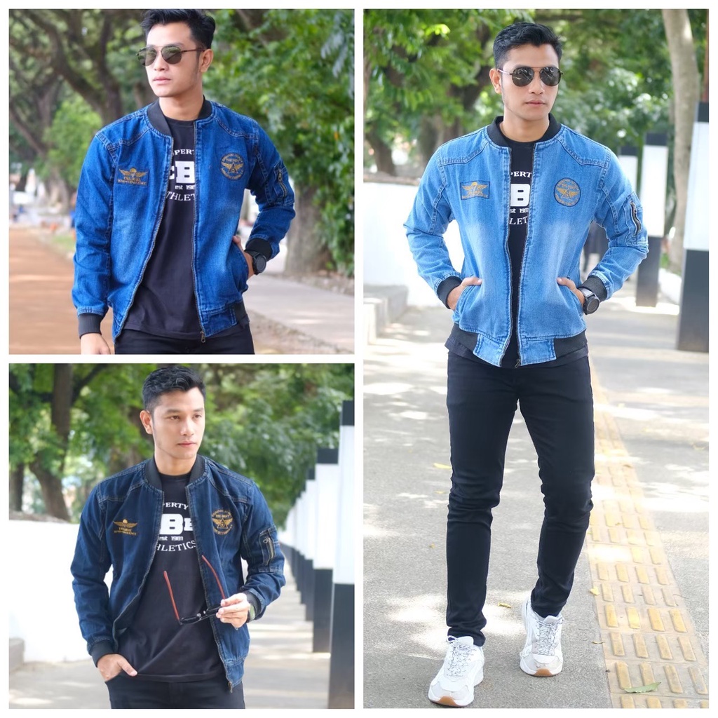 Jaket jeans pria / Jaket jeans pria kombinasi / Jaket jeans pria terbaru / Jaket jeans pria korea / 
