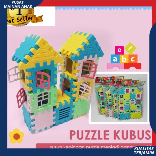 Mainan Anak Edukasi Blok rumah funny block JM 8211 Plastik Berkualitas SNI Blok rumah Puzzle SET