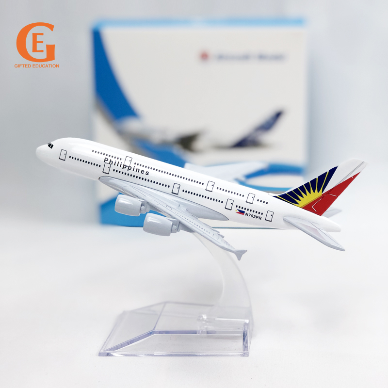 Miniatur Diecast Pesawat Philippine Airlines A380 Airbus 380 Bahan Metal Alloy Ukuran 16CM