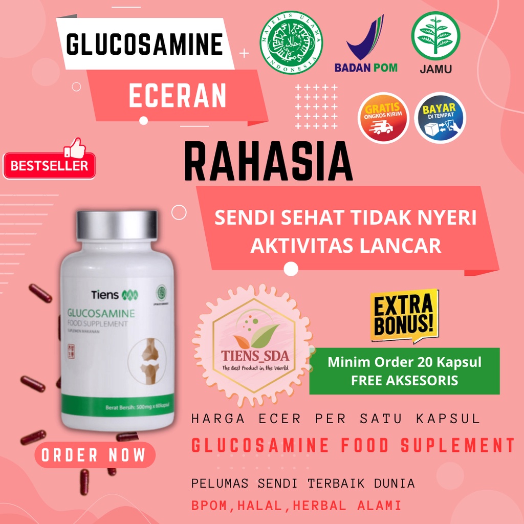 (ECERAN per 1 kapsul) TIANSHI GLUCOSAMINE FOOD SUPLEMENT TIENS PELUMAS PERSENDIAN OLI SENDI OLI PERS