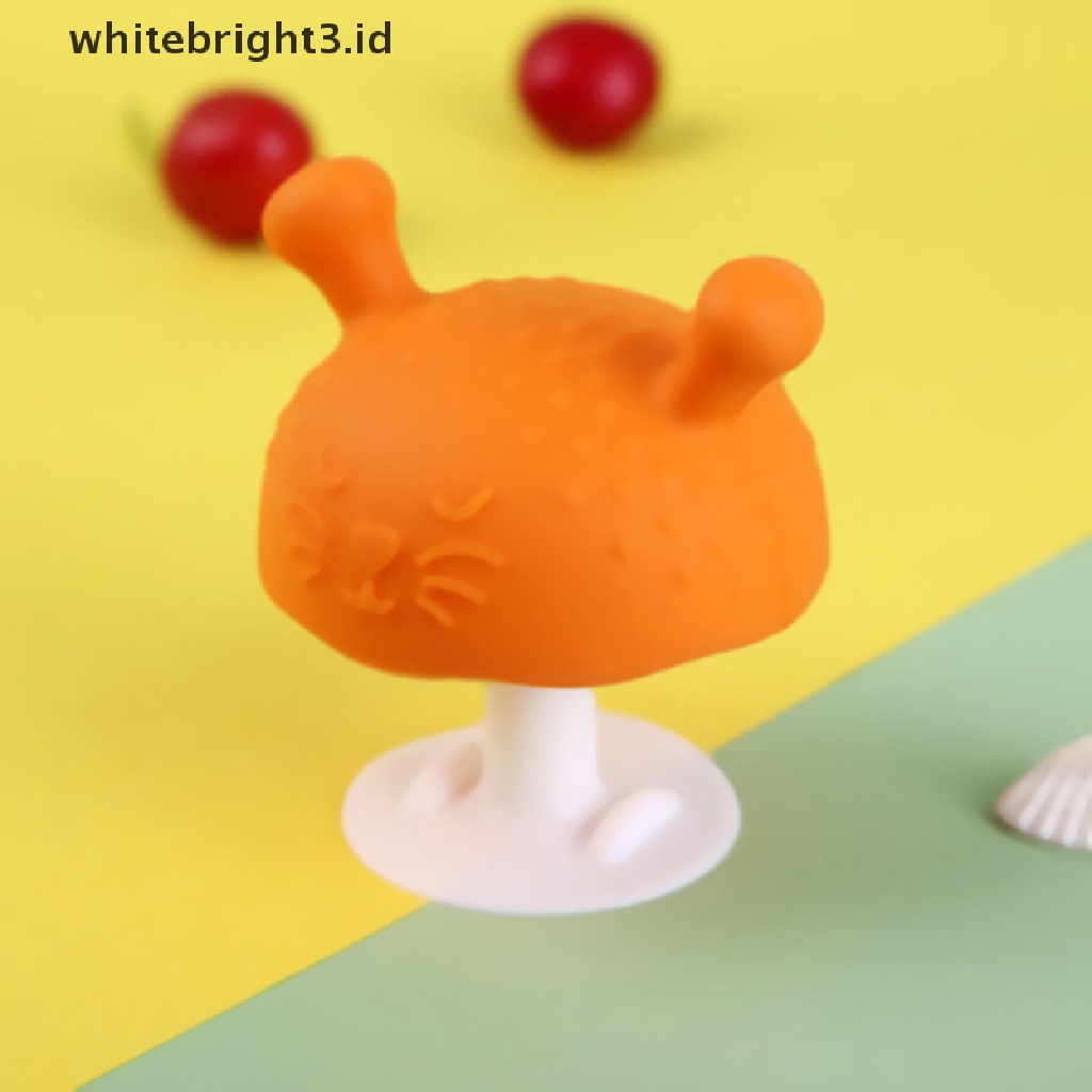 (whitebright3.id) Mainan Teether Bentuk Jamur Bahan Silikon Untuk Bayi Baru Lahir