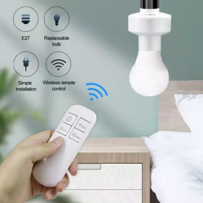 Fitting Lampu E27 Remot Control Lamp Holder E27 Remote Control Wireless