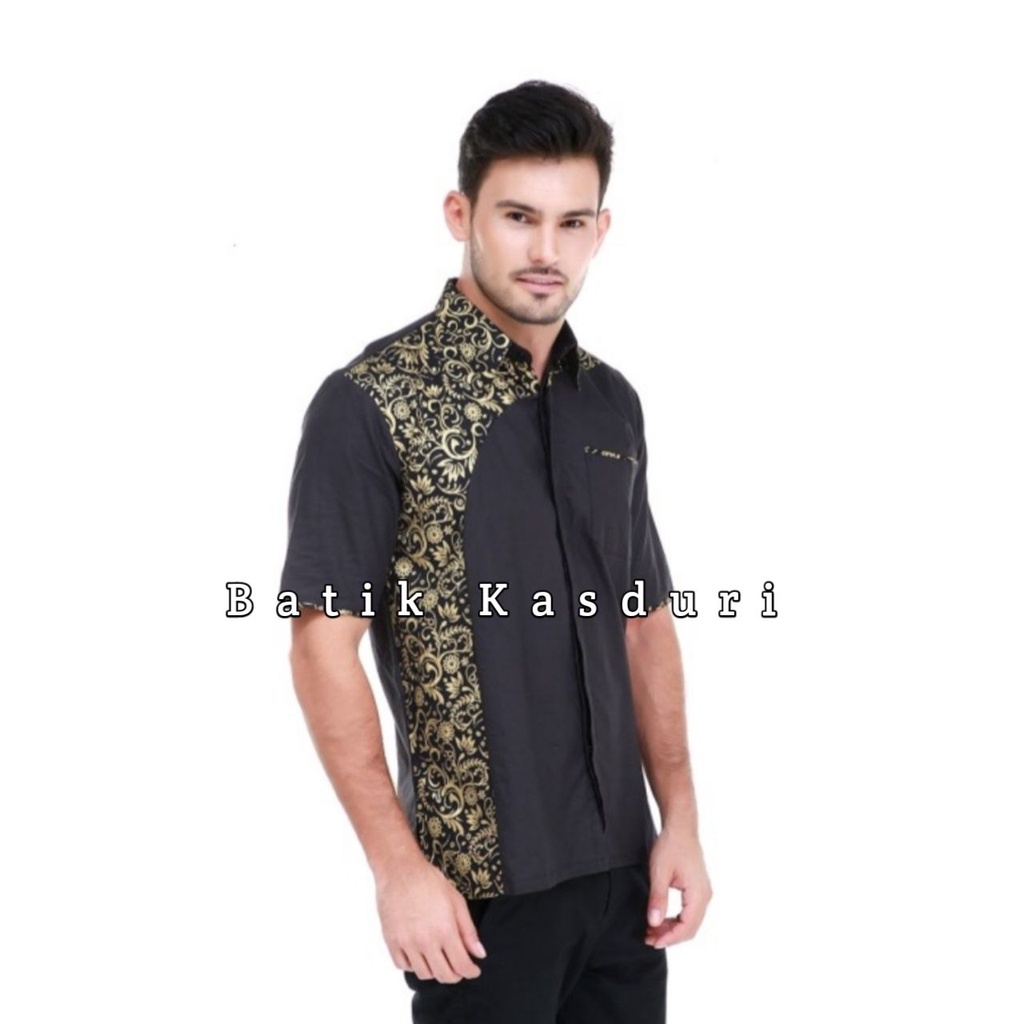 Kemeja Batik Pria Lengan Pendek Atasan Baju Hem Batik Motif Clurit