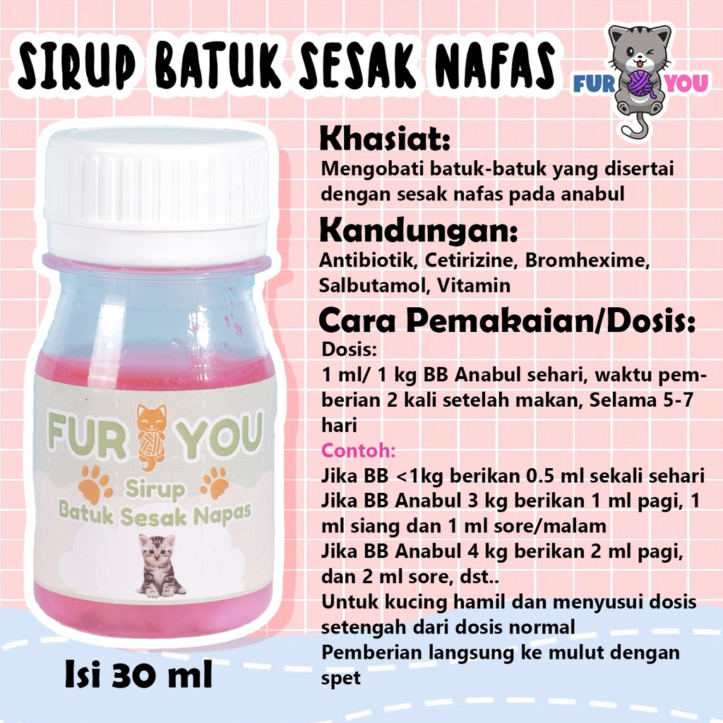 Fur You Sirup Batuk Sesak Nafas Kucing Batuk Grok disertai Sesak Nafas Ampuh Paten