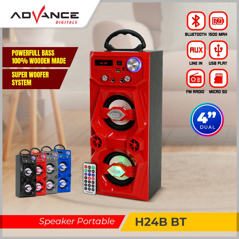 【READY STOCK】 Advance H-24B BT Speaker Bluetooth Portable FM Radio USB SD Memory LED DISPLAY Travel with aux mic buat karaoke，H-24B BT Bluetooth Speaker Advance FM Radio USB SD Memory H24B Travel